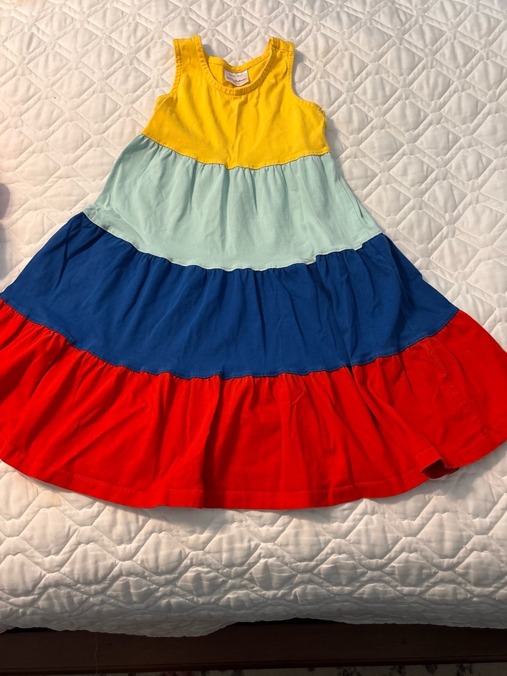 Hanna Andersson Colorblock Tiered Sleeveless Dress size 6/7